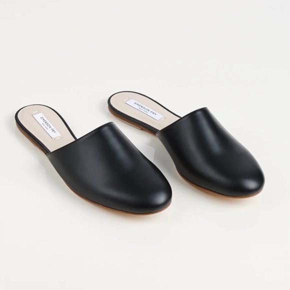 Emerson Fry Shoes - Emerson Fry Black Leather Slides Size 6